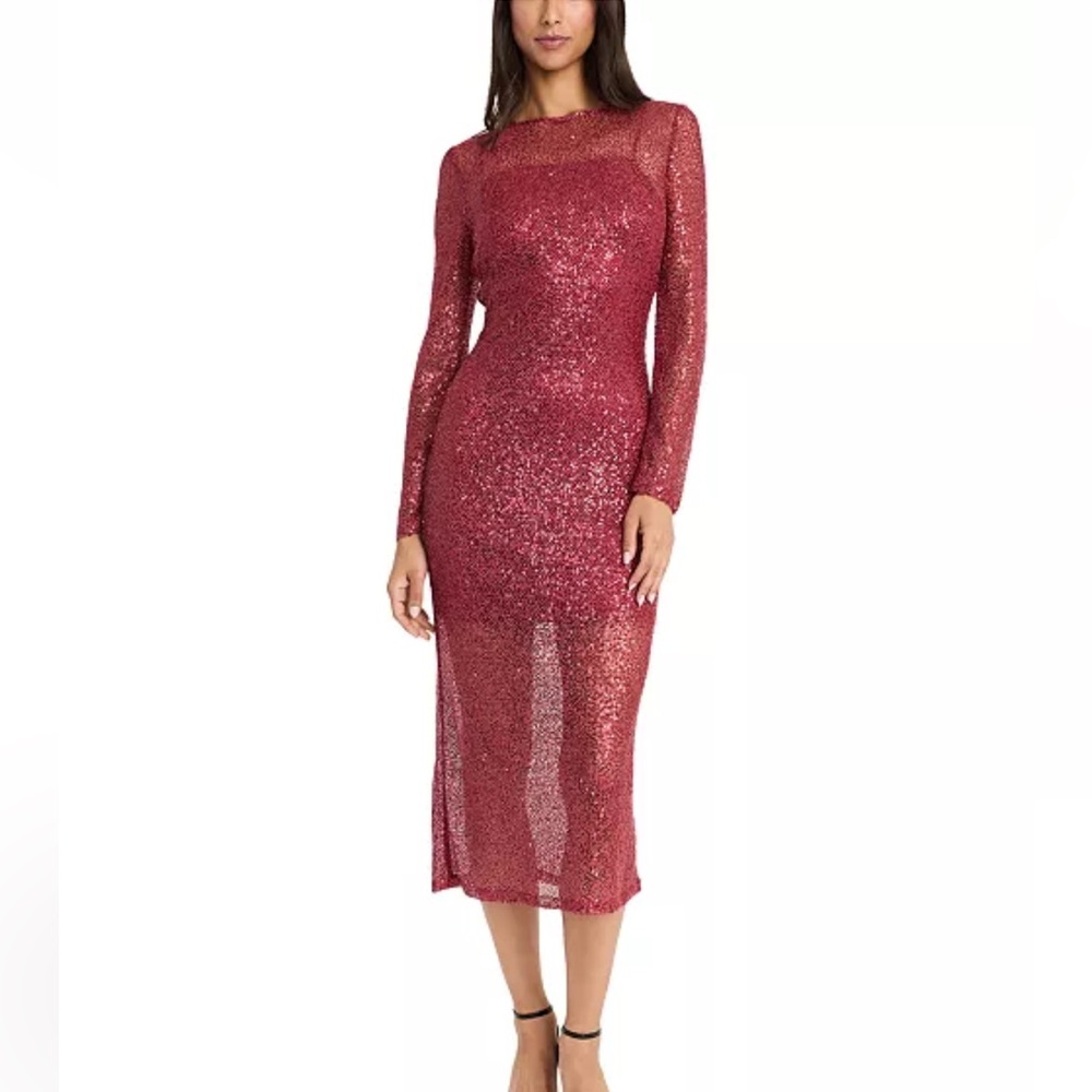 NWT - Donna Morgan - Alexandra Sheer Sheath Dress - Red (US 10)
